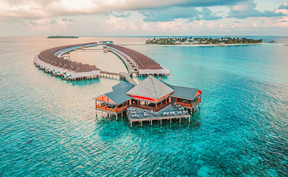 Overwater bungalows in the Maldives